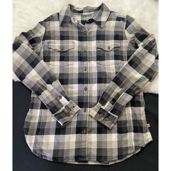 Womens Size Small 4/6 Carhartt Stretch Buffalo Plaid Flannel Work Shirt - Picture 2 of 3